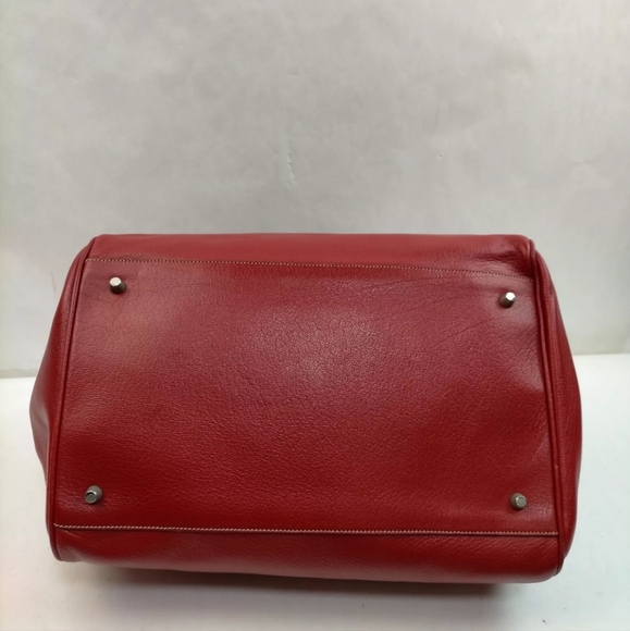 PRADA Red Satchel Bag Red Leather Purse Handbag with Lock and Key - Picture 5 of 9